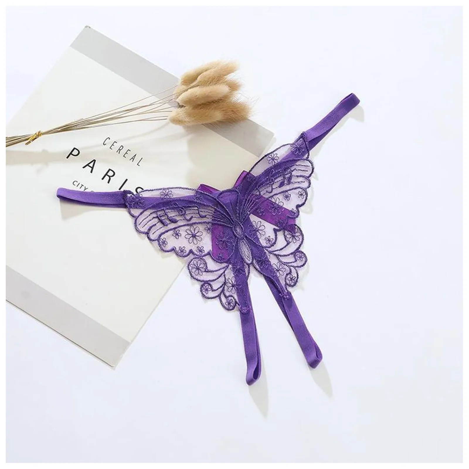 

Комплект сексуального нижнего белья из 1/3 шт.: прозрачные футболки с вышитыми бабочками, трусики с низкой талией и открытой промежностью с бантом, кружевные стринги, соблазнительные