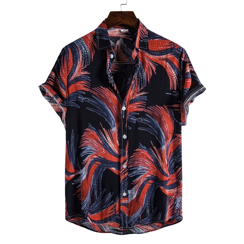 

Original Men's Shirts and Blouses T-shirts Man Shirt Beach Tiki Korean Popular Clothes Hawaiian Short Sleeve Clothing Mens Check