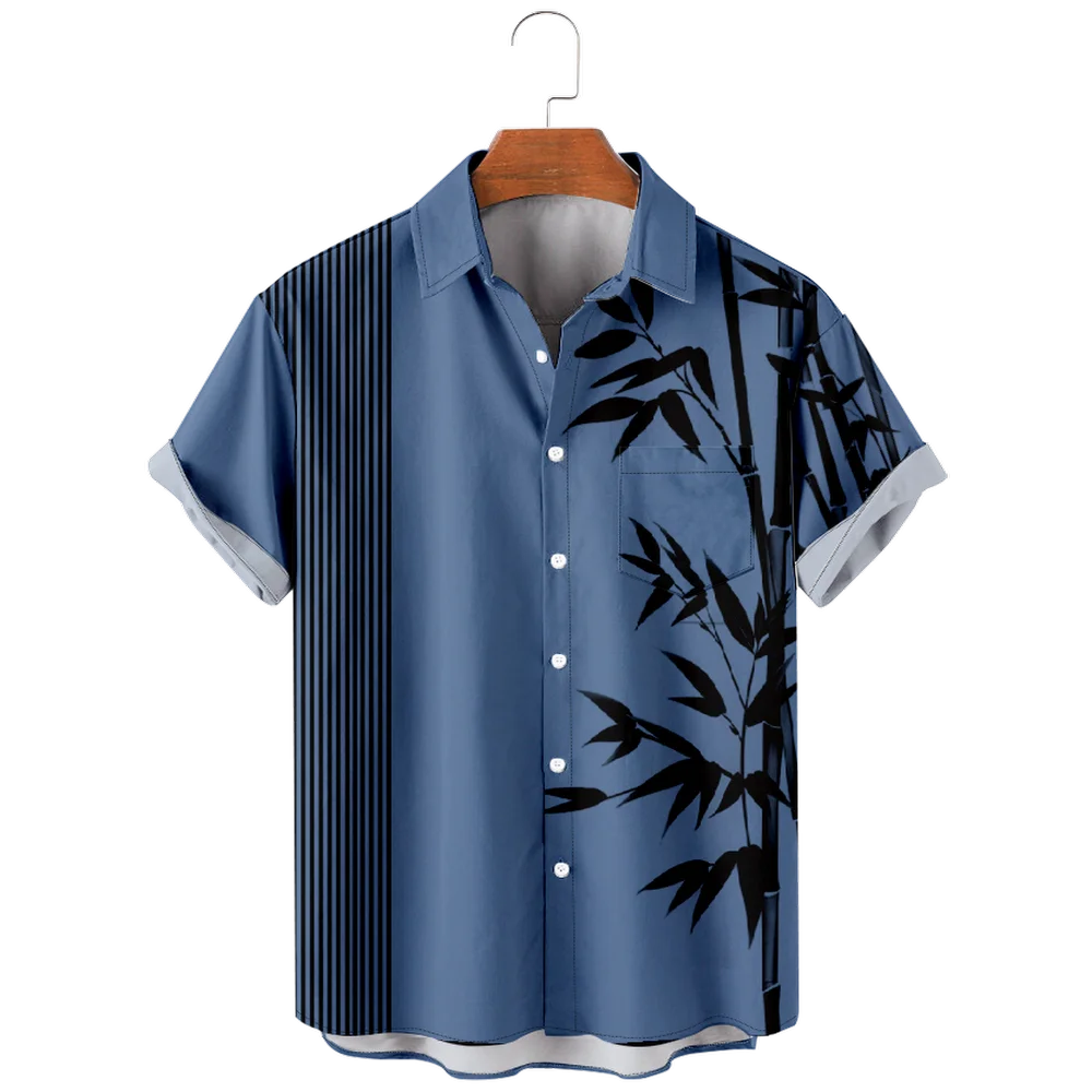 

Print Men's Casual Short Sleeve Mismatch Shirt, Men's Shirt For Summer Vacation Resort