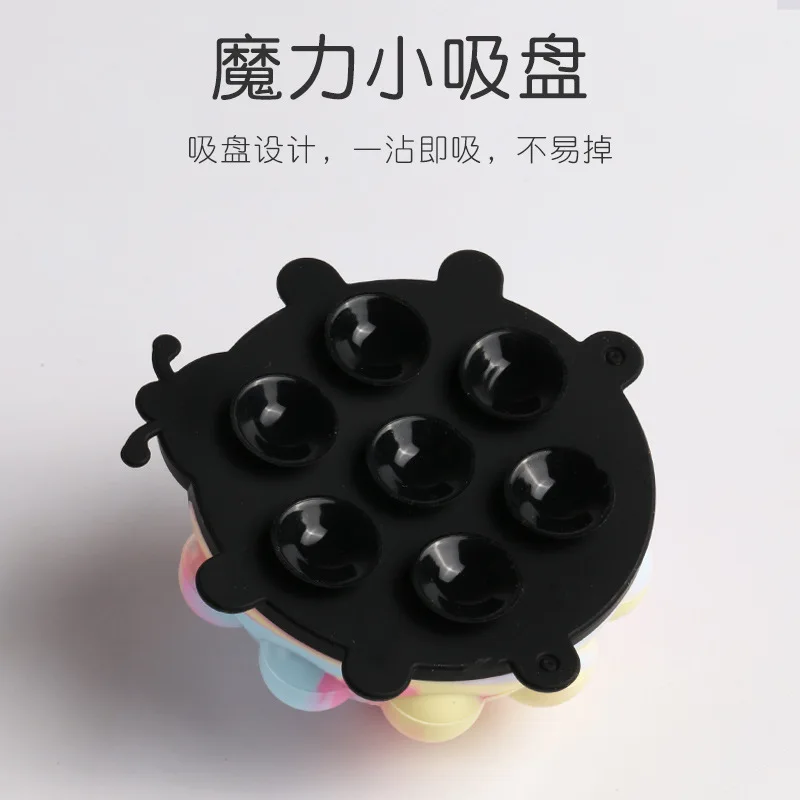 2024 new product interesting seven-star ladybug 3D decompression vent silicone suction cup pinching fun toy gift to children