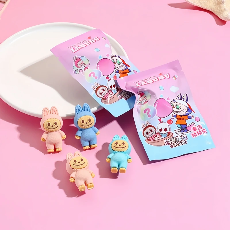 

Hot selling 32 piece Labubu surprise blind bag eraser pencil eraser stationery cute cartoon rubber pencil eraser children's gift