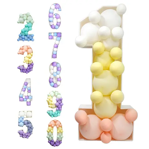 93 거대한 생일 피규어 풍선 채우기 상자, 18 번째 생일 장식, 번호 30 40 50 풍선 프레임, 기념일 장식, 0-9