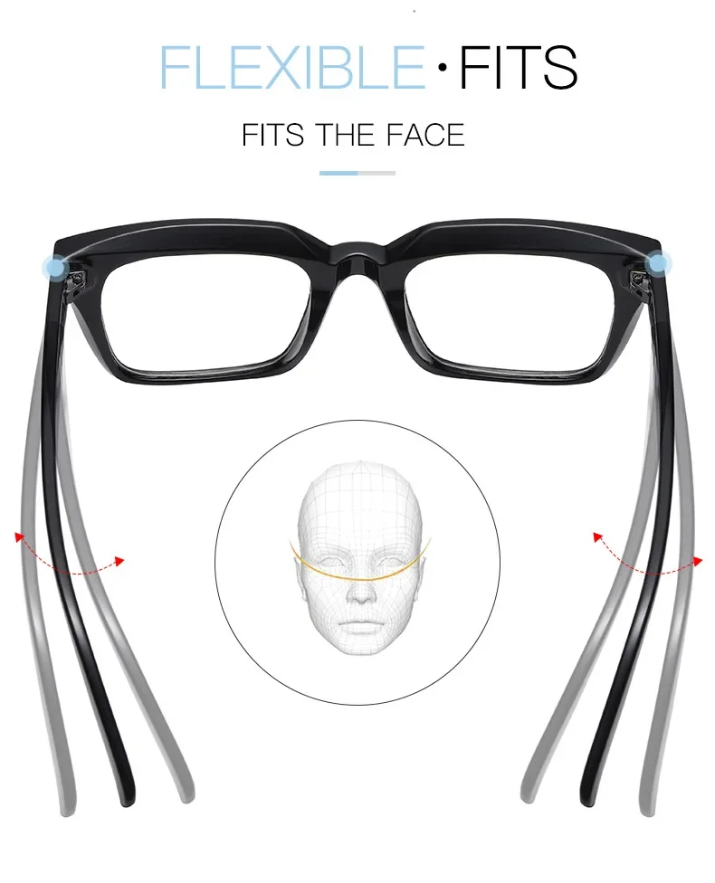 Unisex Transparente Quadratische Lesebrille Für Frauen Mode Übergroßen Anti Blau Licht Computer Männer Brillenfassungen – Detail 7