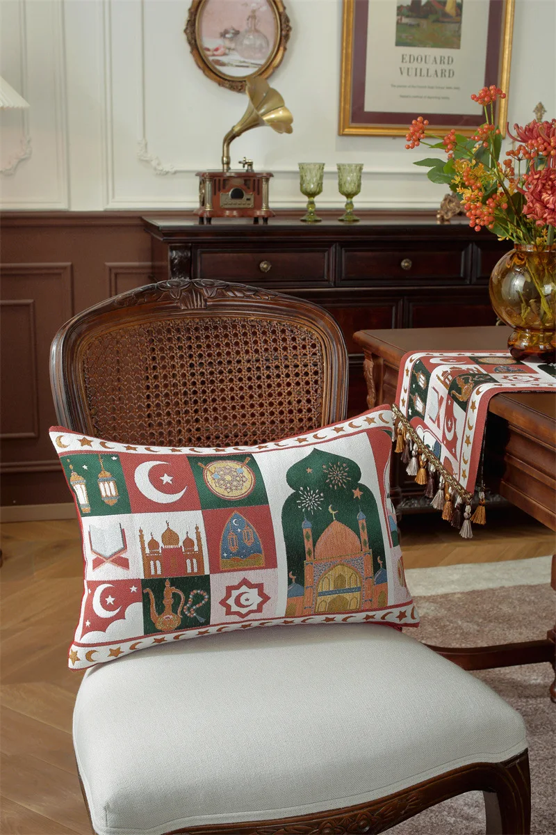 Gewebter Jacquard-Stern-Mond-Schloss-Kamel-Patchwork-Kissenbezug Cojines Wohnzimmer-Sofa-Dekoration Rückenlehnen-Kissenbezüge – Detail 13