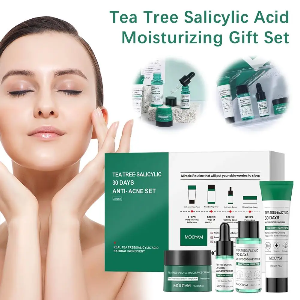 Árbol de té salicilhuidverzorgingsset Gezichtsreiniger Gezichtsverzorging Serum hialuronzuur tóner Cadeauset Crème Y3e2