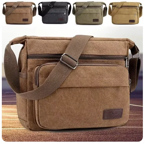 New Fashion Men Canvas Crossbody Shoulder Messenger Bags Man Cross Body Bag Casual Multi Function Portable Male Bags