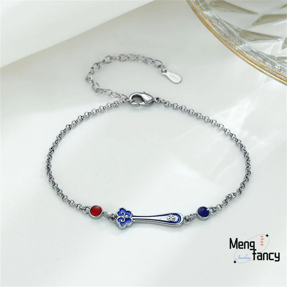 Silver-plated Ruyi Exquisite Elegant Charm High-grade Drip Craft Premium Bracelet Retro-ethnic Style Luxury Fashion Fine Jewelry