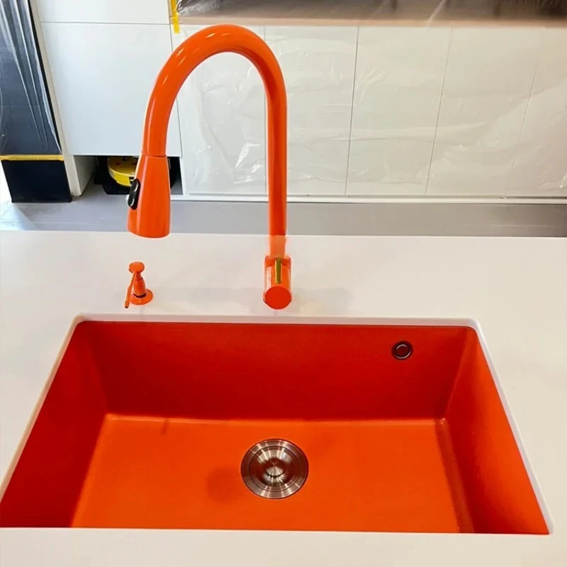 

X188 Quartz Sink Kitchen Middle Island Basin Color Washing Basin Granite Counter Middle Basin Thickened Pole