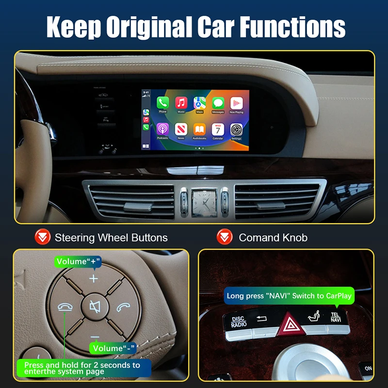 Wireless Carplay Android Auto for Mercedes Benz  S-Class / CL W221 2010-2012 NTG3.5 , Support Mirrorlink, Navigation, Camera