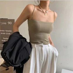 Sexy Vest Female Sexy Bras Spaghetti Strap Crop Tops Fashion Camisole Wirefree Brassiere Seamless Underwear Top Tank Top