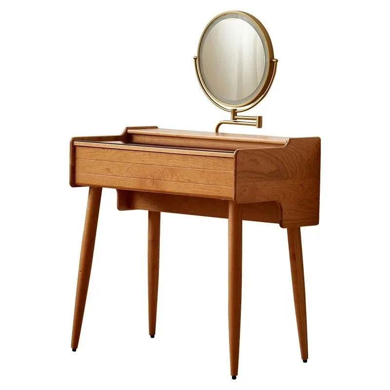 

Solid wood dresser, bedroom retro cherry wood makeup table with mirror integrated table home combination