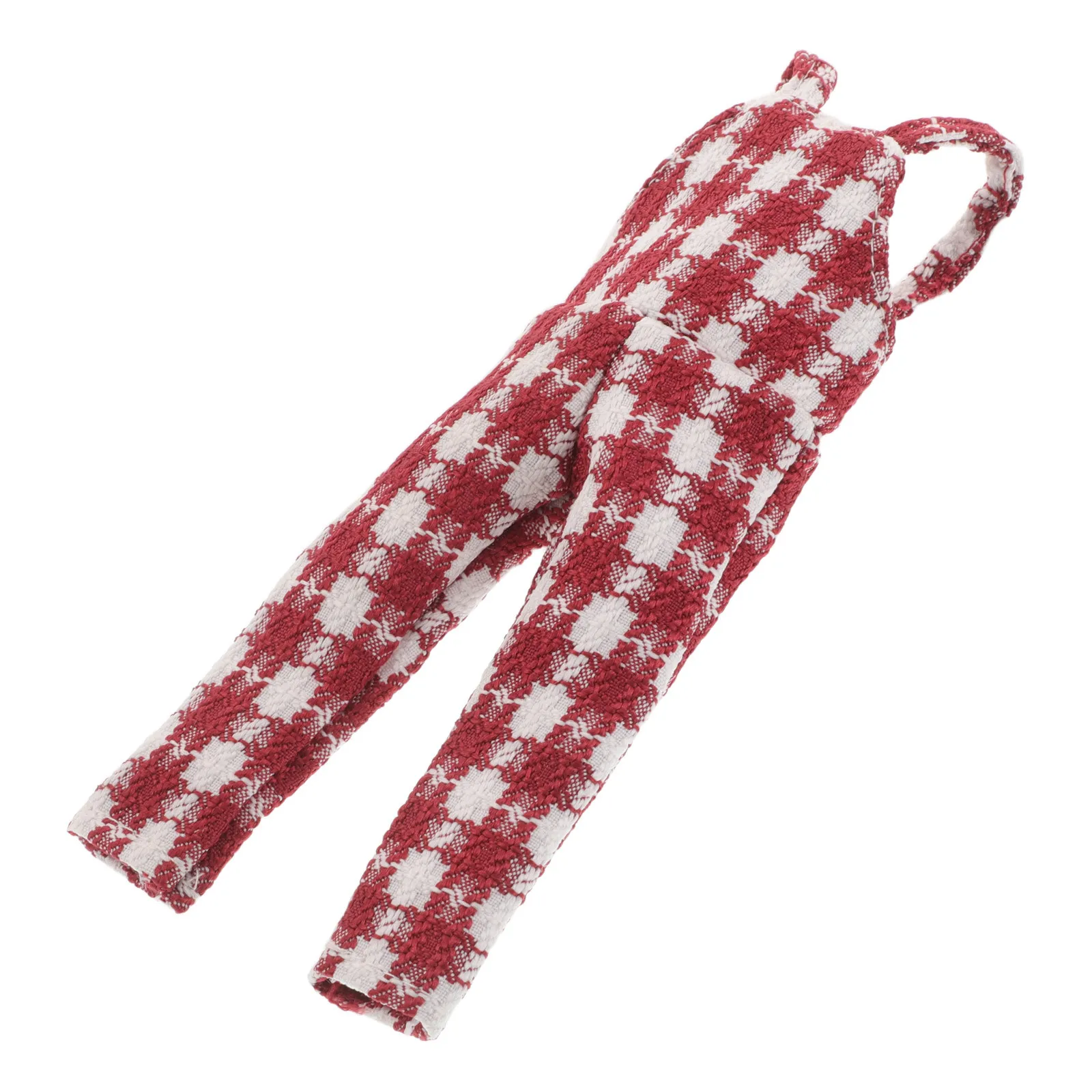 Feestelijke kerstoutfit: rood geruite elfoverall met jarretelbroekje - kledingkast met vakantiethema voor minifiguren - seizoensgebonden