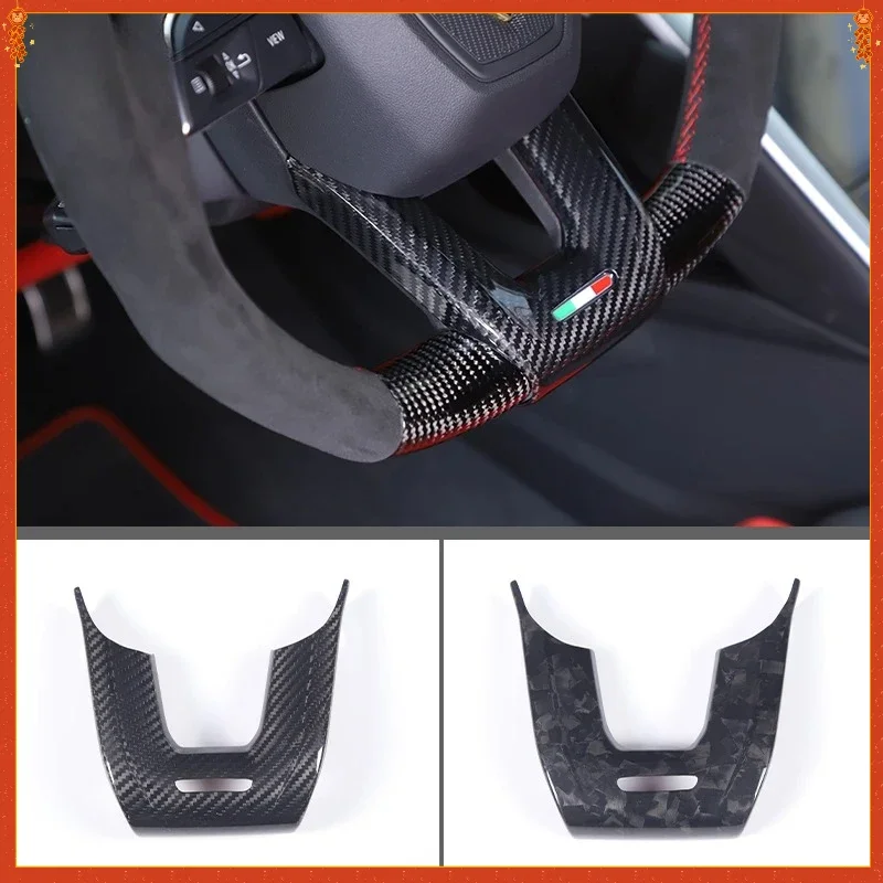 

For Lamborghini URUS Real Dry Carbon Fiber Steering Wheel Trim Cover Sticker modification 2018-2021 Accessoris Black