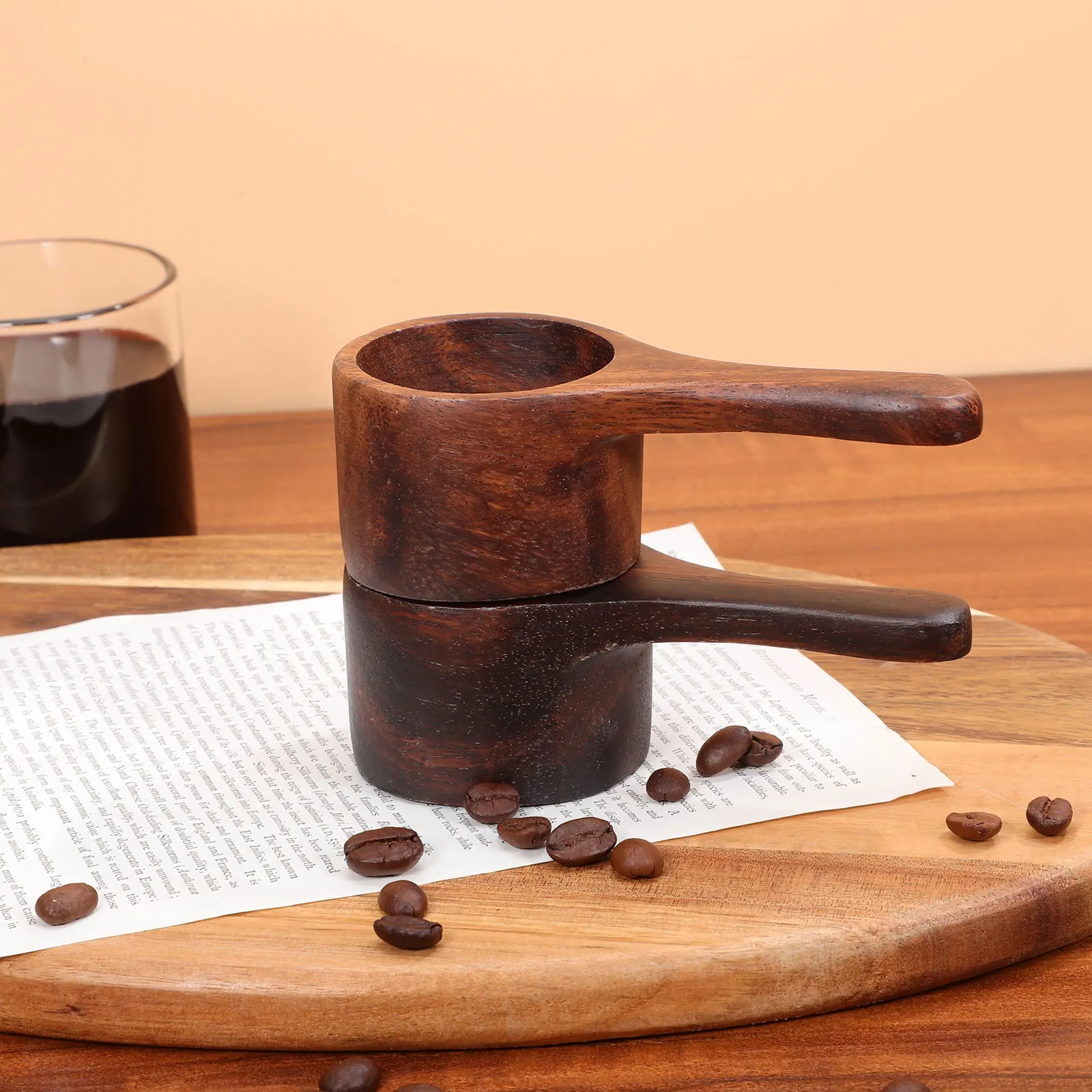

2pcs Wooden Inch Bean Scoop For Milk Powder Sugar Wooden Milk Powder Spoon Tea Coffee Scoop Kitchen Coffee Bean Spoon Set