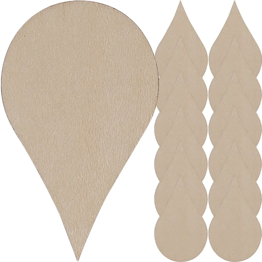 

200Pcs DIY Water Drop Wooden Cutouts Natural Unfinished Wood Slices Craft Embellishments for Handicraft Decorations