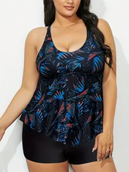 2026 Two Pieces Swimsuit Large Plus Size Tankini Beach Dress Printed Swimwear Women Bathers Swimming Bathing Swim Suit Female