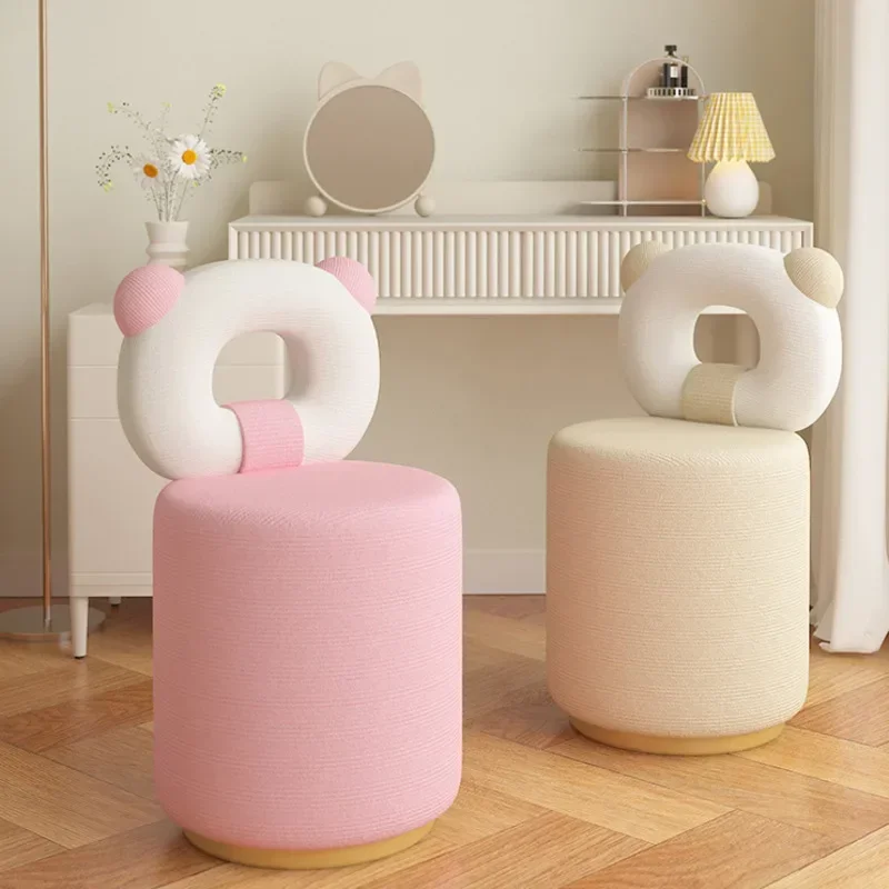 Bear Makeup Stool Advanced Dresser Back Chair Ins Simple Modern Stool Girls Bedroom Furniture Cute Vanity Seat Cozy Chair