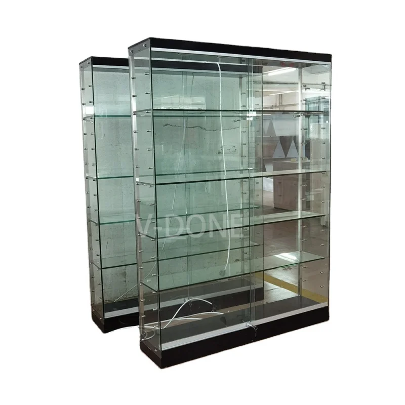

Customize.Guangzhou Supplier OEM Black Aluminium Glass Showcase Kiosk OEM Glass Cabinet Design Mobile Shop Application