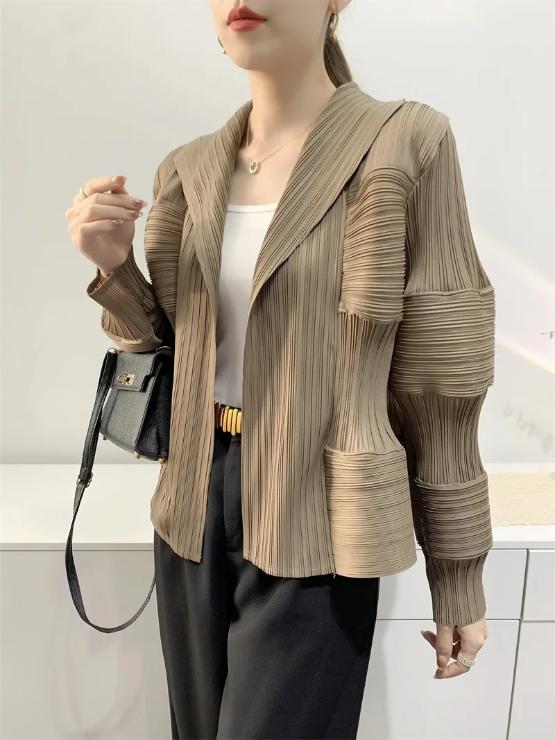 Miyake Pleated Casual Suit Jacket Women\'s 2023 Summer Autumn New Cardigan Lantern Sleeve Loose Fashion Pleated Tops clothing