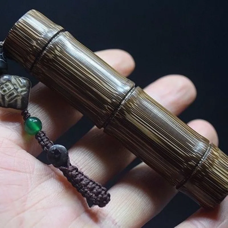 Golden Bamboo Hand Piece Bamboo Joint Wenwan Jade Bamboo Palm Plaything Polished Patina Collectible Ornament Stress Relief Toy