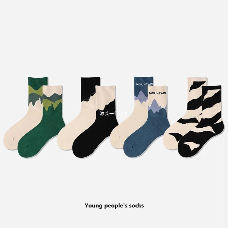 

AB version asymmetrical couple trend medium high cotton color socks