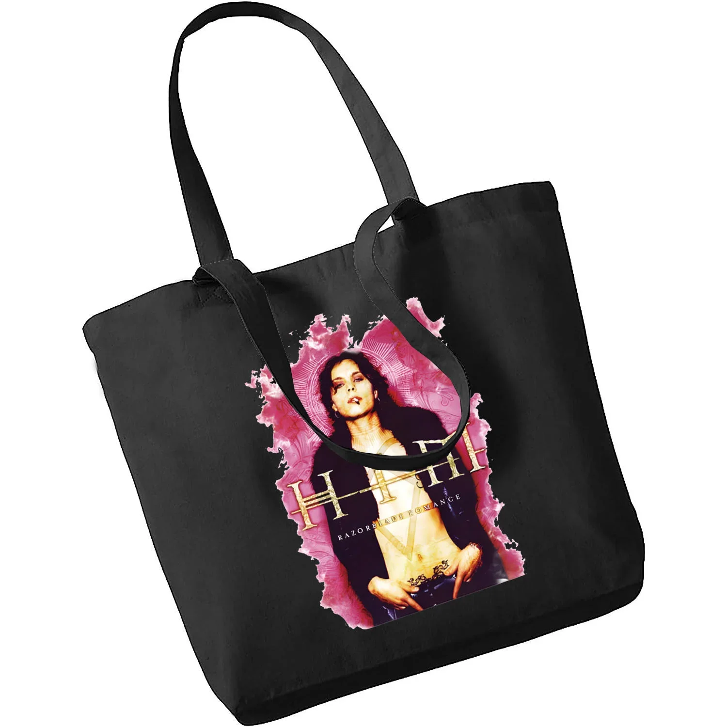 Him Ville Valo Women Hand Bag with Free Shipping Low Price Black Canvas Canvas Tote Ladies