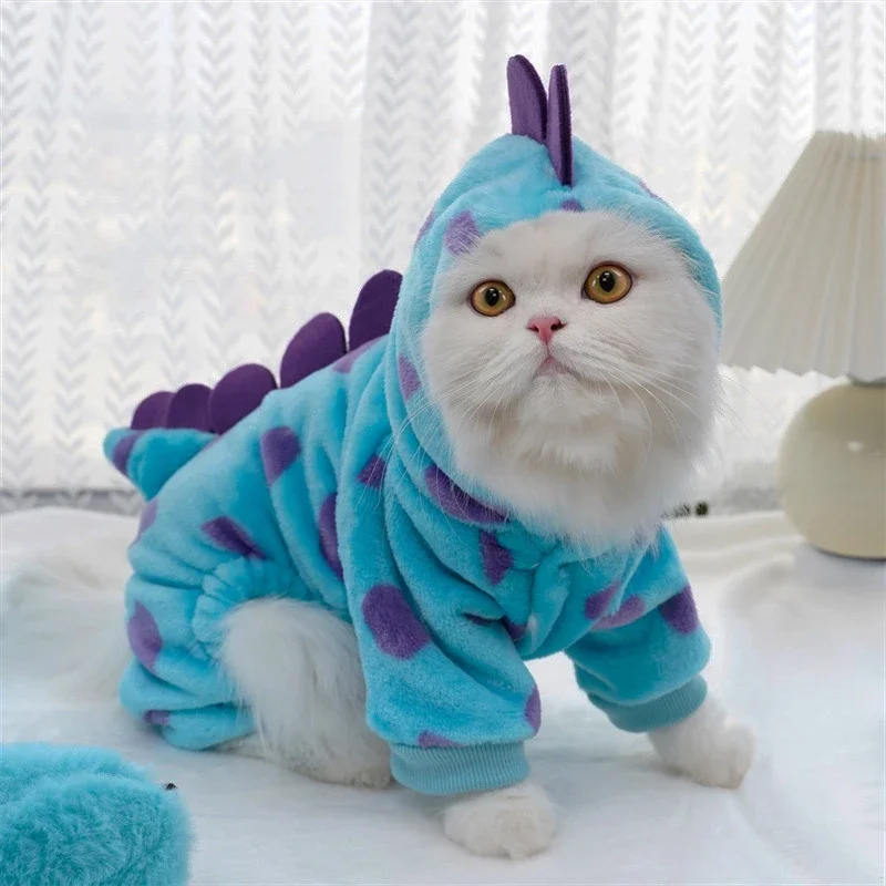 Dog Jumpsuit Winter Warm Cute Dinosaur Clothes for Small Dogs Cat Coat Dog Jacket Winter Warm Clothes Funny Costume Pet Clothes