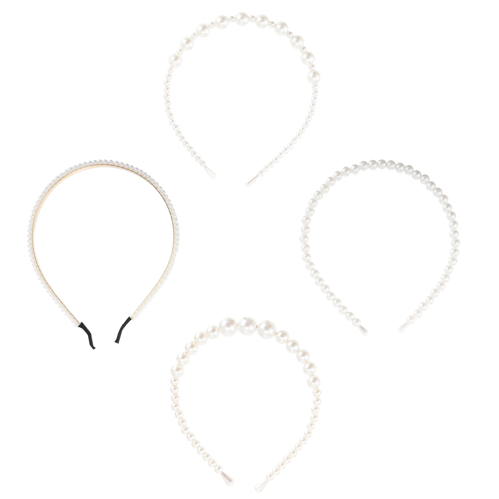 

4 Pcs Pearl Headband Plastic Metal Hair Accessories for Girls Women Bridesmaid Headdresses Wedding Hoops