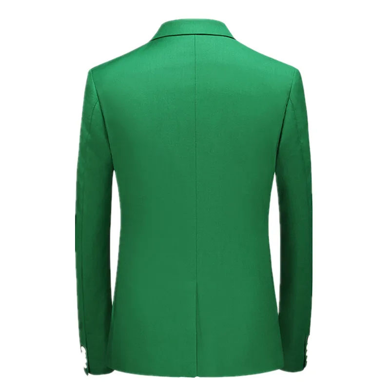 Bright Green Single Button Men's Blazer, Asian Size Slim Suit Jacket, Wedding Dress Coat, White and Black Tops. view 2