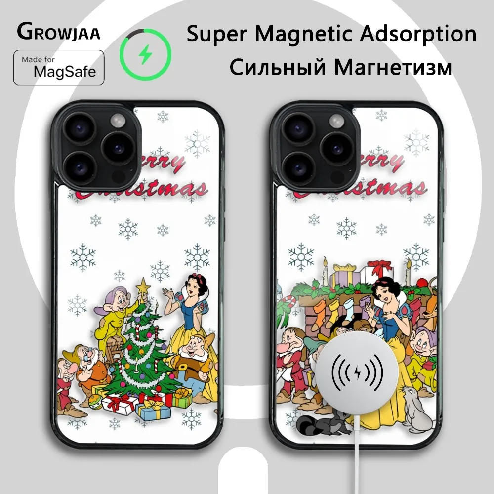 Casing ponsel Natal putih salju untuk IPhone 16 "15 14 13 12 11 Pro Max Plus Mini Magsafe cermin penutup magnetik nirkabel