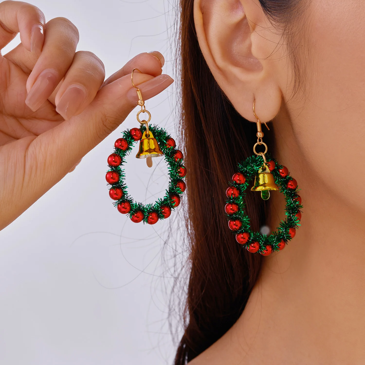 Kreative Grüne Farbe Weihnachten Girlande Bogen Glocke Anhänger Ohrringe für Frauen Mode Weihnachten Baum Ohrringe Neue Jahr Ohr Schmuck Geschenk – Detail 17