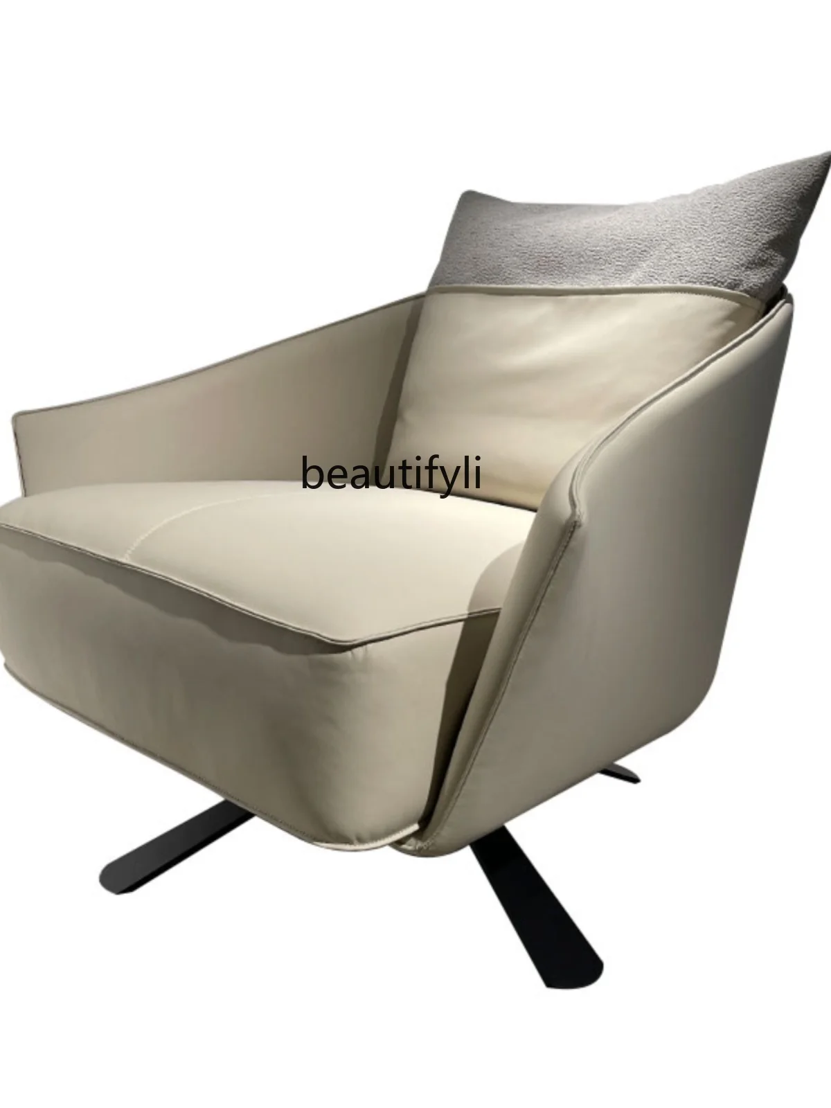 

Sofa Leather Casual Single Armchair Rotatable First Layer Cowhide down Soft Bag Living Room Fabric Leather Chair