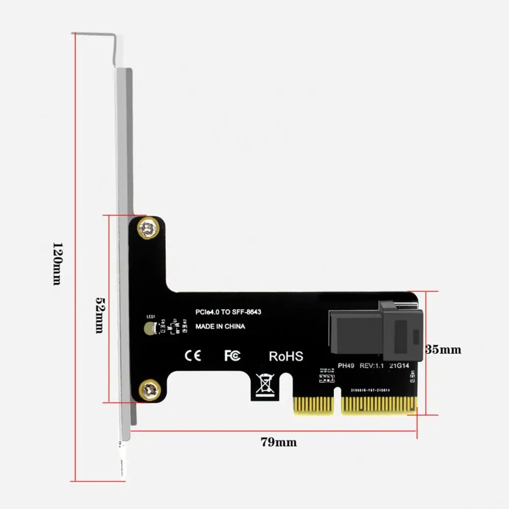 بطاقة توسيع Pcie محول الطاقة بطاقة توسيع Pcie X4 إلى Sff8643 عالية السرعة لمحول U2 Nvme Ssd الناهض العالمي