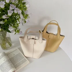 Bolso de cubo portátil de textura suave, cesta de verduras pequeña personalizada, bolso cruzado informal, versión coreana