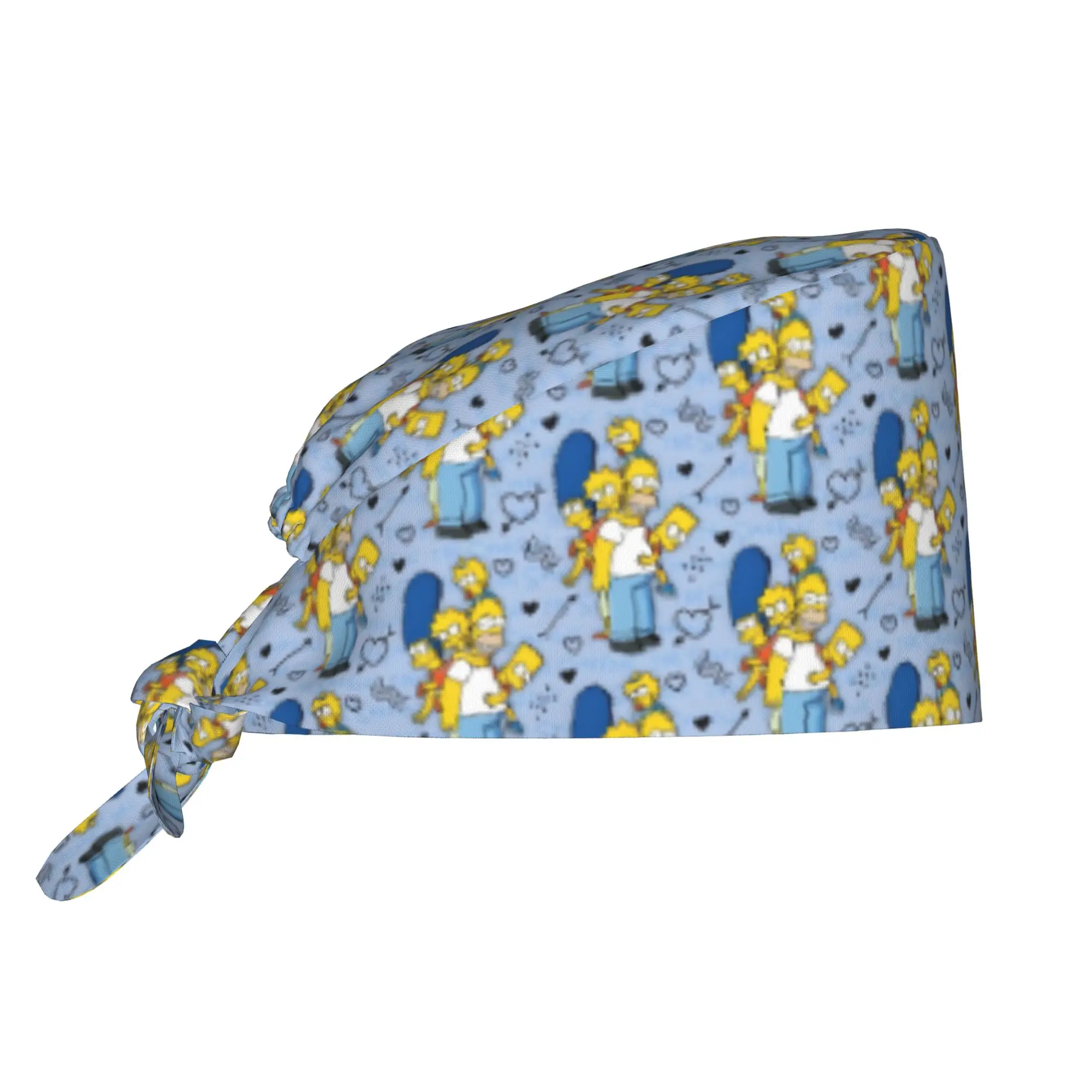 S-Simpsoned Cartoon Nursing Work Cap Surgical Scrub Caps Nurse Medical Cap Homer Manga Work Scrubs Hat for Hospital Pharmacy