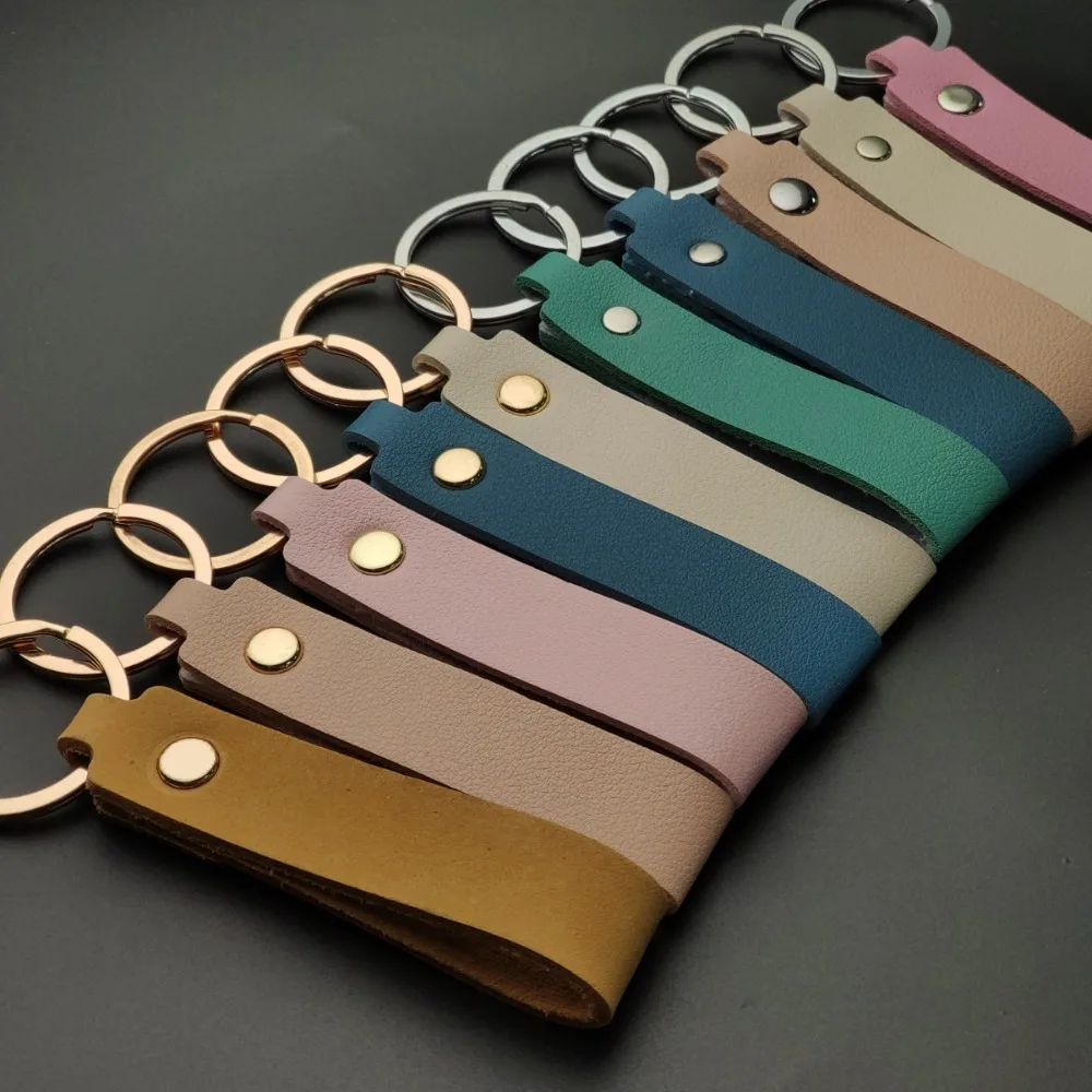

Custom Leather Keychain Small Gift Keyring Metal Buckle Ring Car Key Hanging Rope Fashion Stainless Cute Wholesale Creative