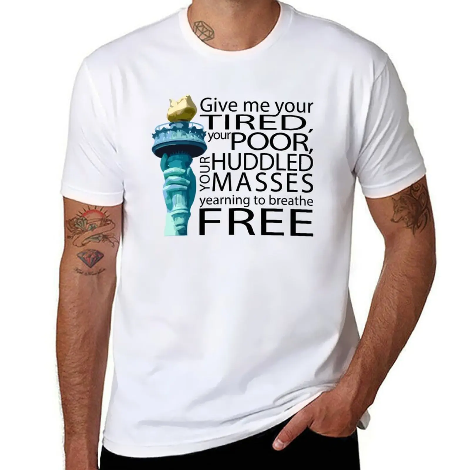 

Give me your tired T-Shirt cotton t shirt pack t shirt men 100% cotton luxury brand T-Shirt