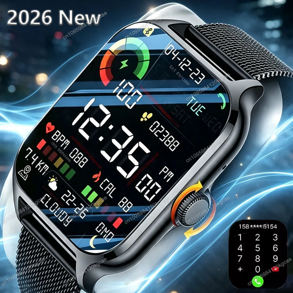 2026 Neue Smartwatch 2,01'' HD-Display Bluetooth-Anruf Nachrichtenbenachrichtigung Sport-GPS-Tracker Smartwatch für Männer und Frauen für Android IOS Ht30