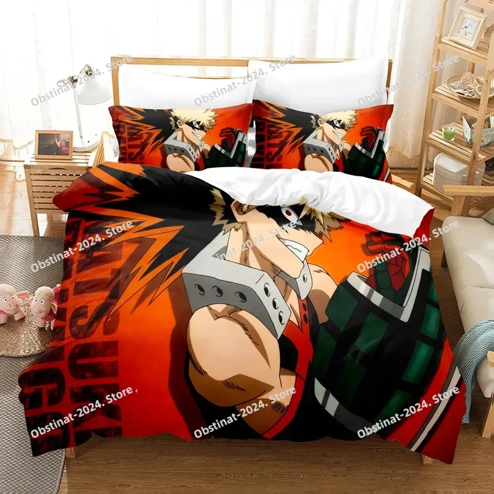 طقم سرير My Hero Academia طقم سرير مطبوع عليه الرسوم المتحركة اليابانية مع غطاء وسادة غطاء لحاف ناعم فردي مزدوج الملكة سوبر كينج مقاس