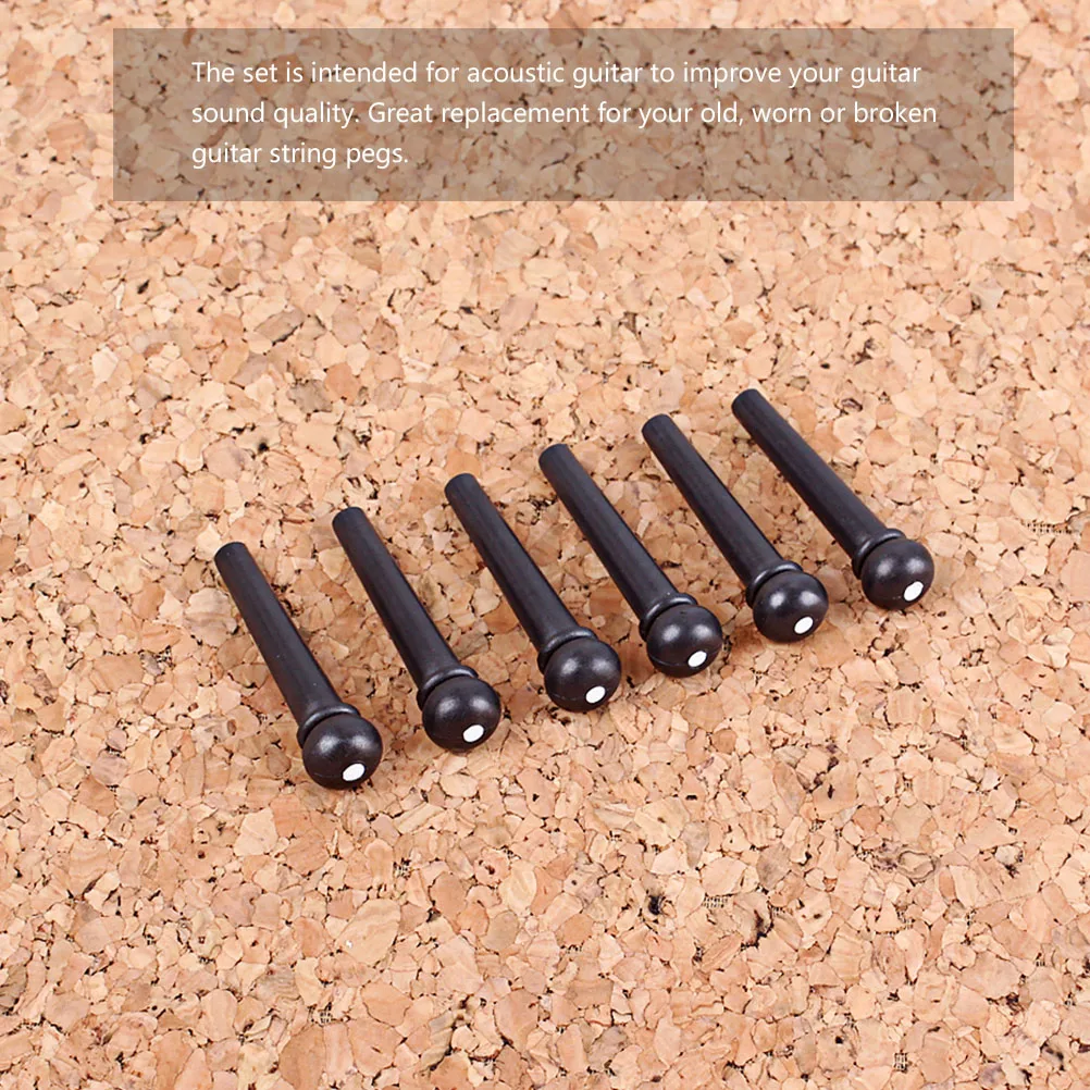 

6 Pcs Steel String Nails Acoustic Guitar Bridge Pins Replacement Accessories for Folk Guitar POM Material Lightweight Portable