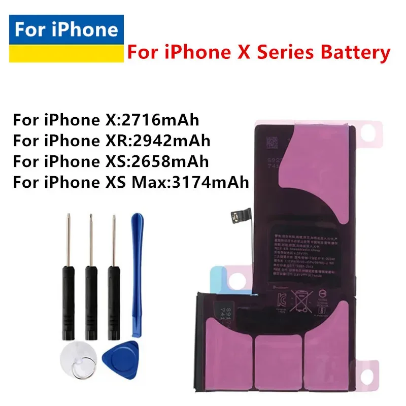 

High-quality Rechargeable For iPhone X/ XR /XS/ XS Max Battery Lithium with Tools Repair replacement parts