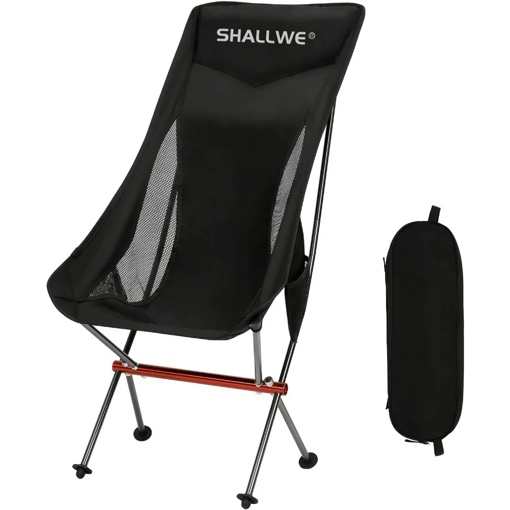 Ultralight High Back Folding Camping Chair, Upgraded All Aluminum Structure, Built-in Pillow, Side Pocket & Carry Bag