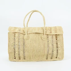 Handmade Crocheted Natural Raffia Tote Bag