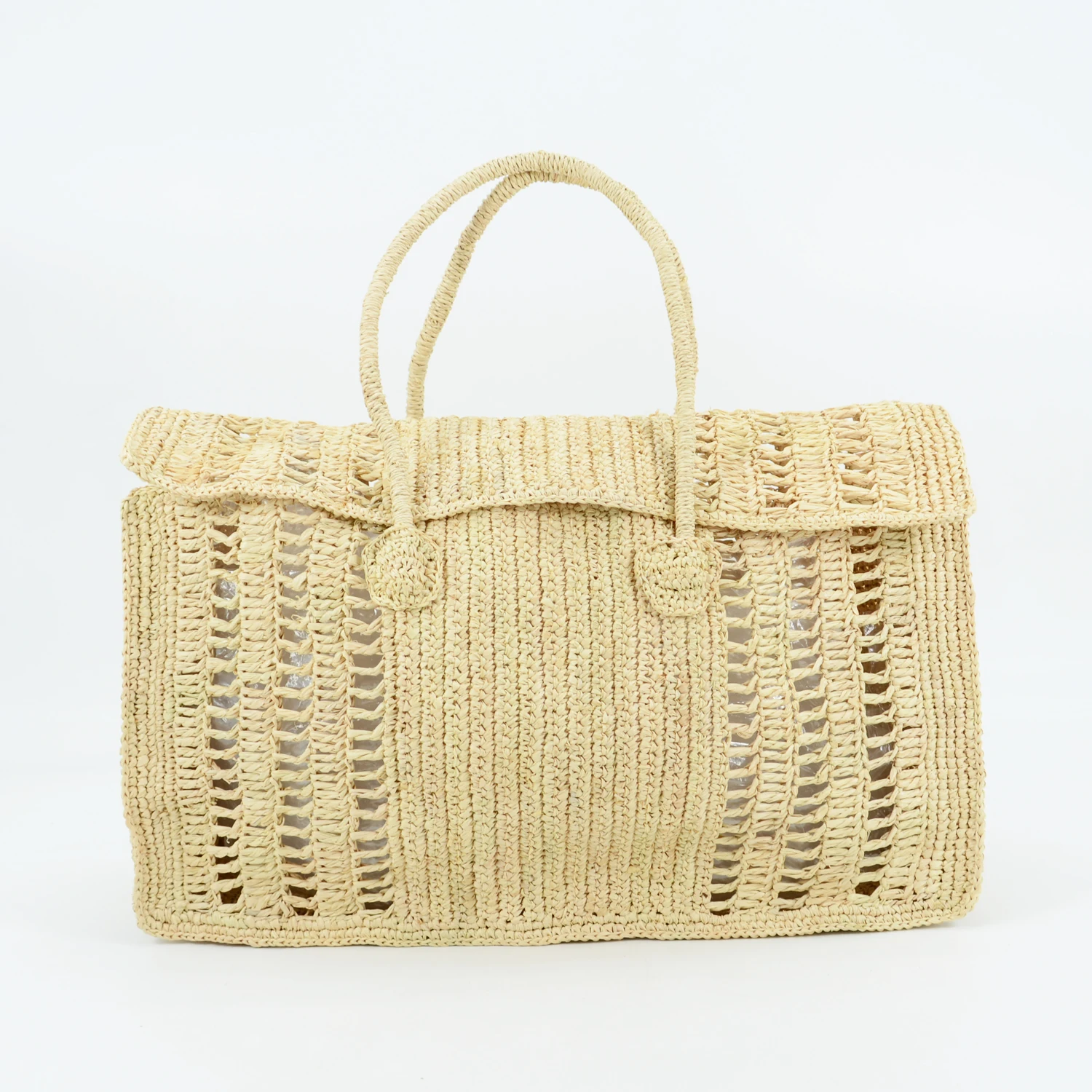 Handmade Crocheted Natural Raffia Tote Bag