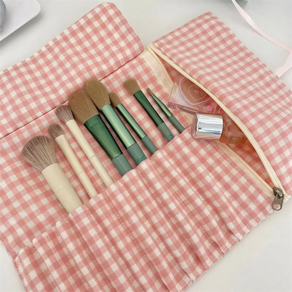 

Convenient Makeup Brush Bag Large Capacity Pink Cosmetic Storage Bag Beauty Tool Floral Pattern Makeup Brush Organizer Household