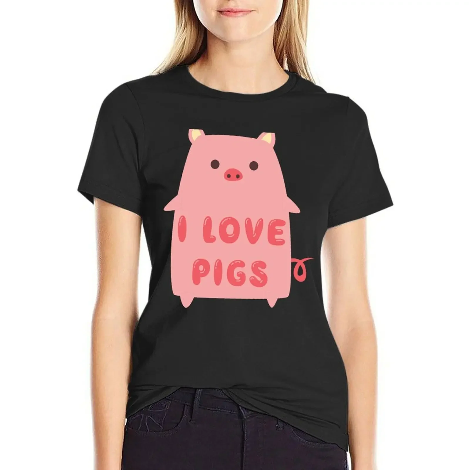 

I Love Pigs Cute T Shirt T-Shirt korean fashion customs tops workout shirts for Women