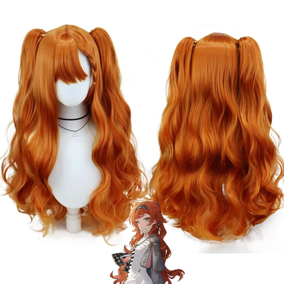 Jogo de festa de carnaval reverso: peruca de cabelo longo de tigre duplo laranja Sonetto 1999