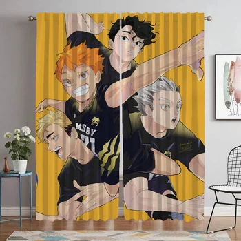 Haikyuu 홈 인테리어 커튼, 거실 암막 커튼, 파티션 쉐이드, 할로윈 장식, 침실 주방용 얇은 명주 그물