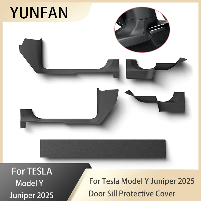 

For Tesla Model Y Juniper/Launch 2025 Door Sill Strip Guard Front Rear Door Threshold Anti-kick Pad Protector 5pcs