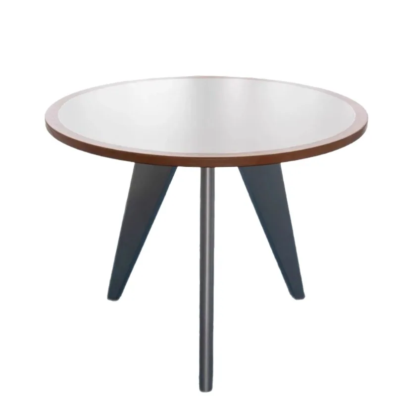 

Nordic style stainless steel color matching retro round dining table small apartment household dining table